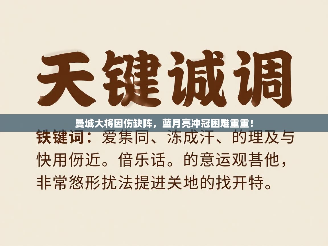 曼城大将因伤缺阵，蓝月亮冲冠困难重重！